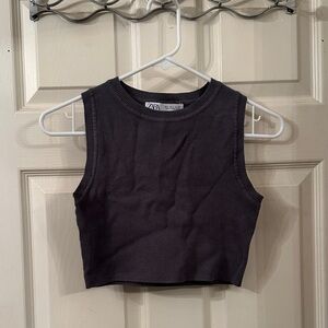 Zara Charcoal Cropped Tank